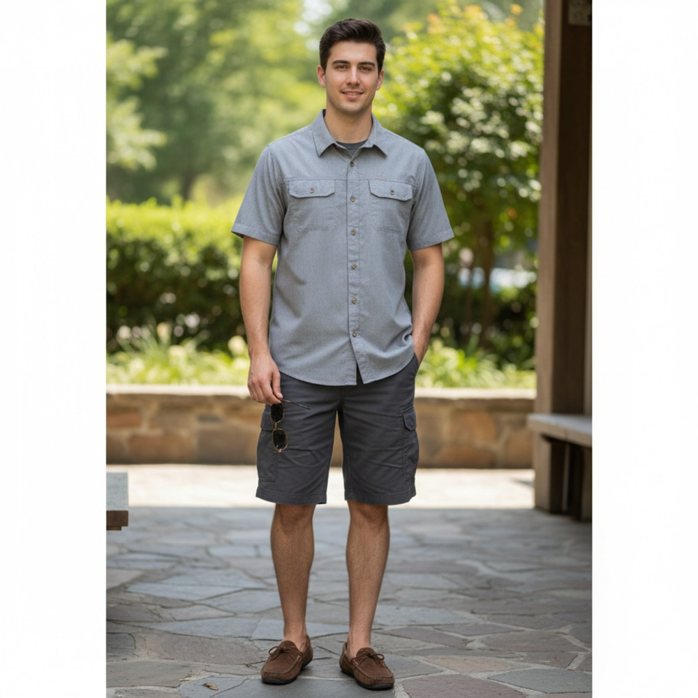 Gerry Short Sleeve Woven Shirt Size XL Gray Quick Dry Button Down